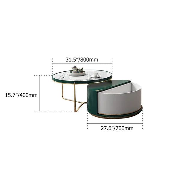 Sanco Modern Round Centre Table with Storage Rotatable Drawers