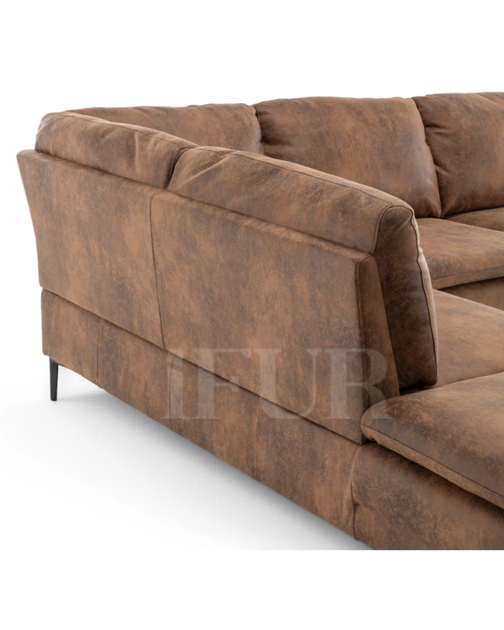 Vintage Upholstered Suede L-Shaped 5 Seater Sofa
