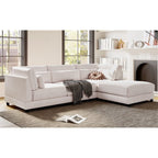 Ritzy Minimalist Upholstered Modular L-Shaped Sofa Couch with Ottoman