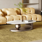 Rubel Modern White Oval Coffee Centre Table with White Marble top