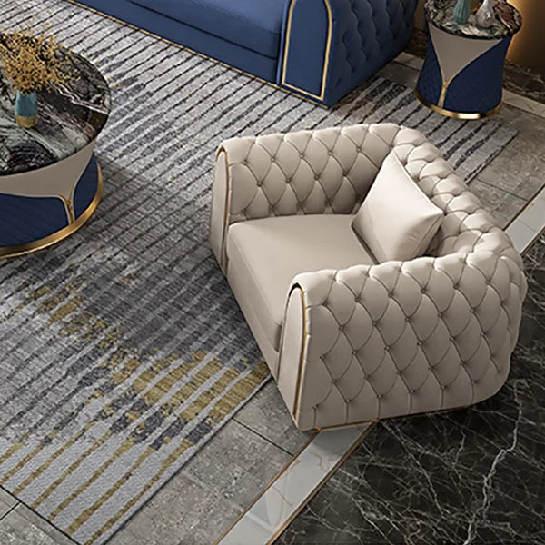 Arzo Modern Luxury Velvet Upholstered Chesterfield Sofa Set