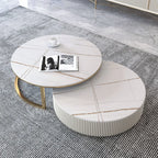 Label Modern Round Stone Top Nesting Coffee Table