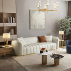 Boss Modern Faux Leather Upholstered 3-Seater Sofa with Gold Legs