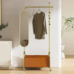 Alen Decorative Full Length Standing Floor Mirror Decor in Gold with Marble Base With Basket