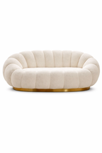 Ace Luxury Modern Pumpkin Suede Rounded Sofa Set