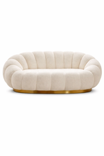 Ace Luxury Modern Pumpkin Suede Rounded Sofa Set