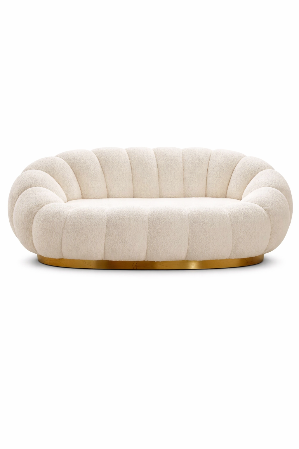 Ace Luxury Modern Pumpkin Suede Rounded Sofa Set