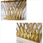 Chloe Luxurious Rectangular Console Table with White Marble Top and Brushed Golden Base