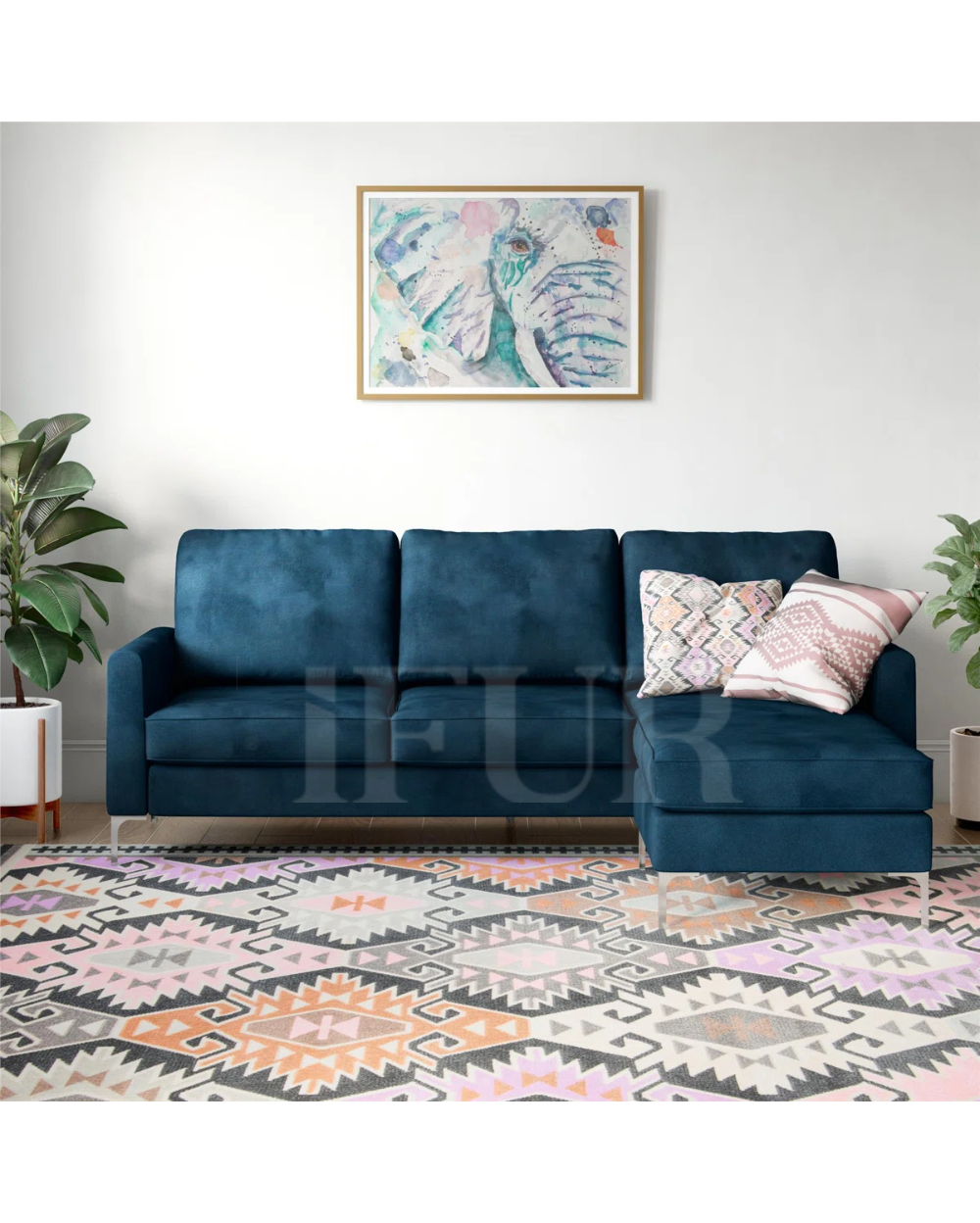 Mezie Upholstered Velvet L-Shaped Sofa