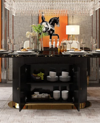Baloma Modern Luxury Black Dining Set With Cabinet
