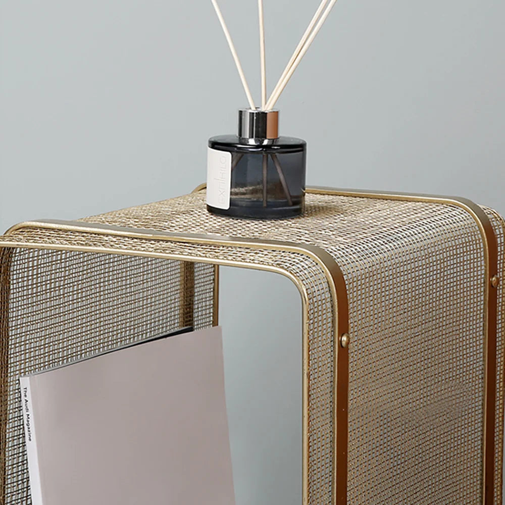 Loen Modern Rectangular Gold Magazine Rack with Open Storage