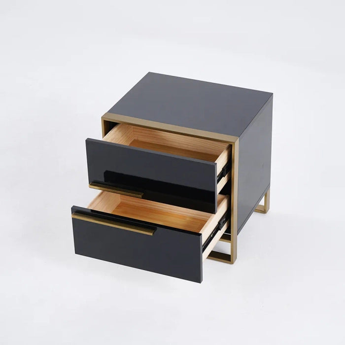 Sam Modern Luxury Black & Gold Bed Side Table
