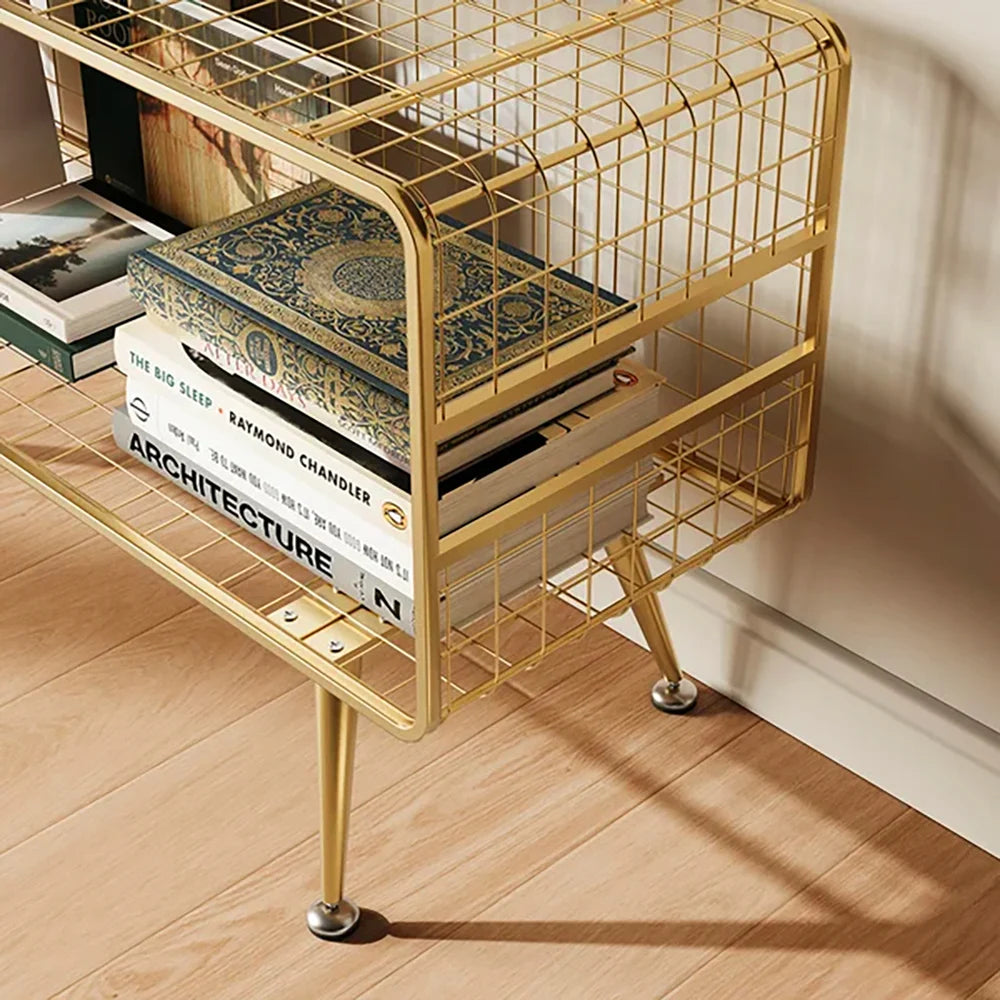 Mesha Modern Metal Mesh Bookshelf In Gold