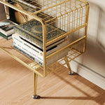 Mesha Modern Metal Mesh Bookshelf In Gold