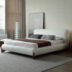 Pearl Modern White Boucle Platform Bed
