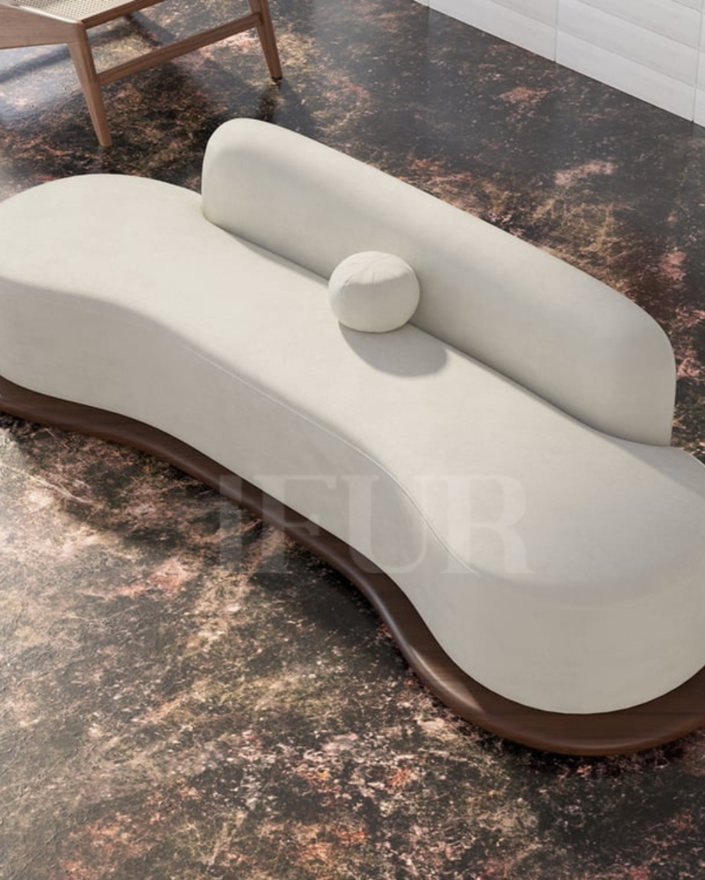 Arcadia Flow 5 Seater Curved Sofa with Low Back Wooden Base
