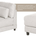Ritzy Minimalist Upholstered Modular L-Shaped Sofa Couch with Ottoman