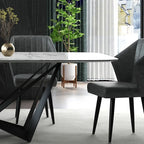 Celestial Modern Luxury 8 Seater Dining Table Rectangle With Marble Top