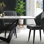Celestial Modern Luxury 8 Seater Dining Table Rectangle With Marble Top