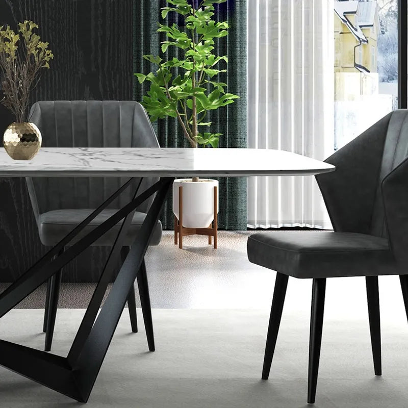 Celestial Modern Luxury 8 Seater Dining Table Rectangle With Marble Top