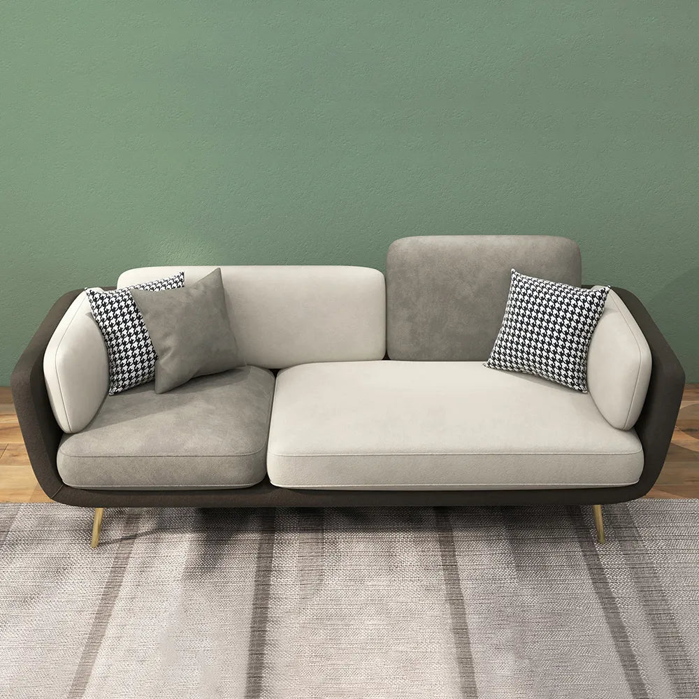 Vanilla Modern Gold Couch: 3-Seater Gray Upholstered Sofa