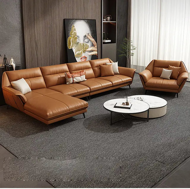 Grace Modern Luxury L Shaped Sofa In PU Leather