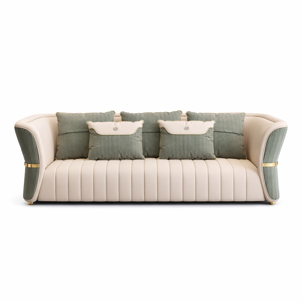 Calvin Contemporary Green 3 Seater Velvet Sofa
