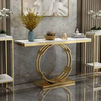 Bailey Designer Ring Console With Marble Top and Golden Base