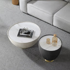 Bongo Modern White & Grey Drum Coffee Table Stone Round Coffee Table