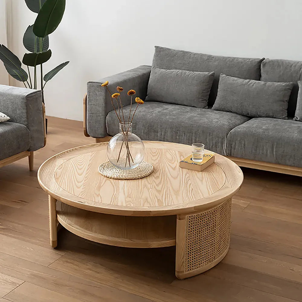 Lime Boho Round Wood Center Table