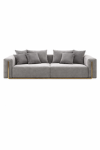 Colossal Modern Gray Cotton & Linen Upholstered Sofa