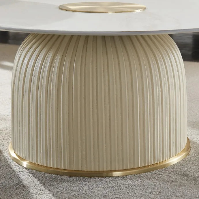 Jade Modern White Round Coffe table With Marble Top