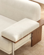 Canyon Cream Velvet 2 Seater Modular Sofa With Ash Wood Frame