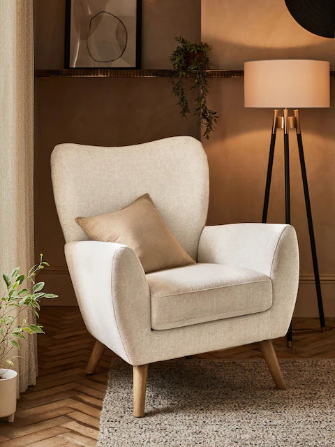 Tweedy Plain Light Natural Wilson II Highback Grande Armchair