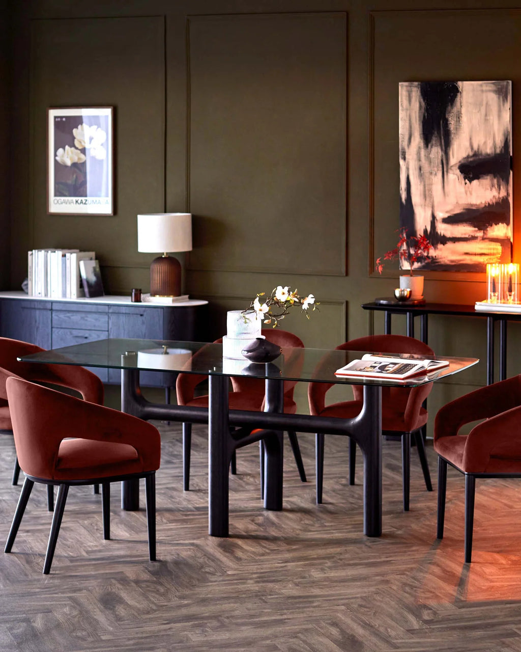 Buggati Modern Minimalist Glass Top Dining Set