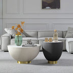Bongo Modern White & Grey Drum Coffee Table Stone Round Coffee Table