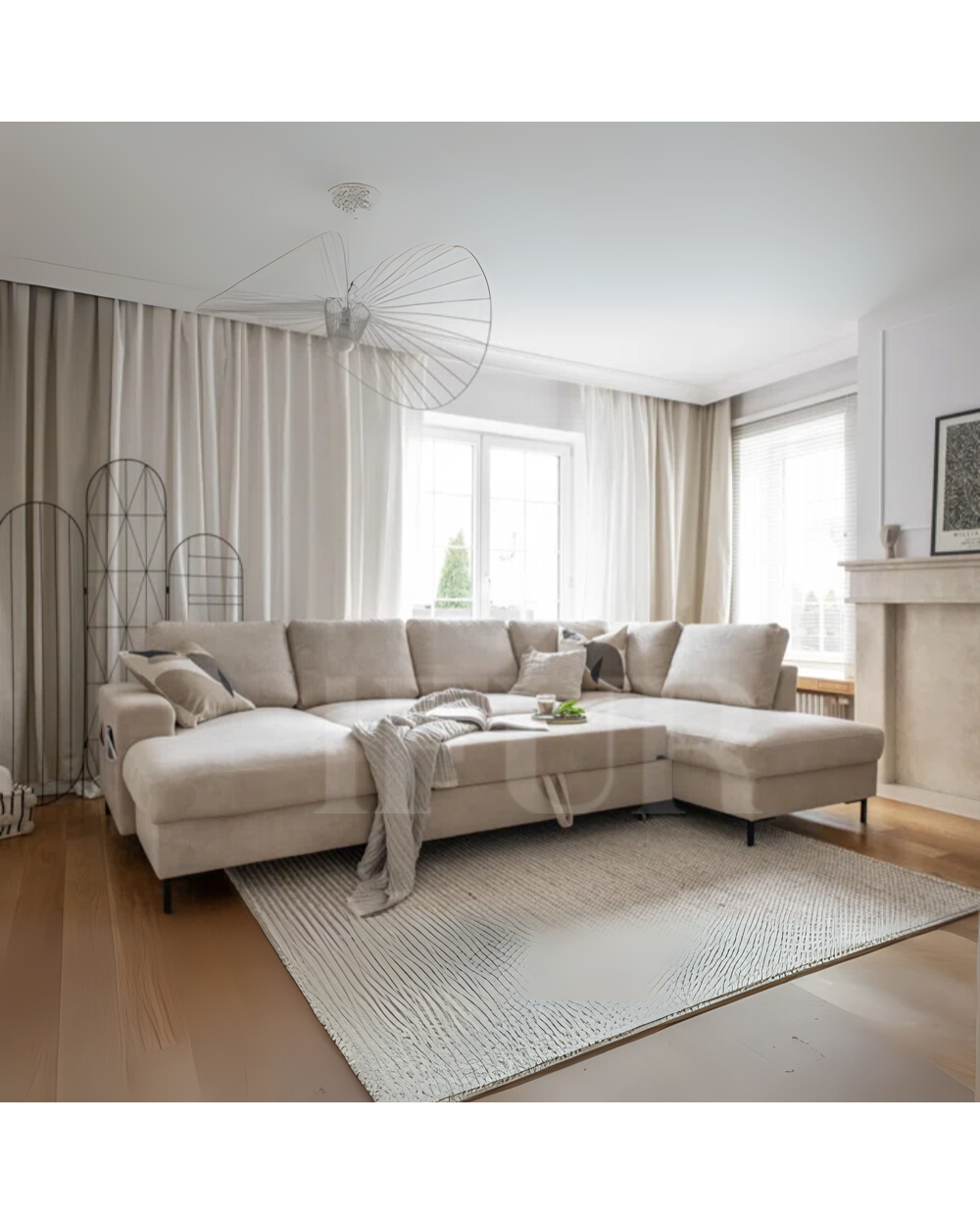 Willow Nest Polyester Upholstered L-Shaped Sofa