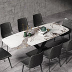 Kian Modern Stone Top 8 Seater Dining Set with Upholstered Chairs