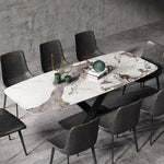 Kian Modern Stone Top 8 Seater Dining Set with Upholstered Chairs