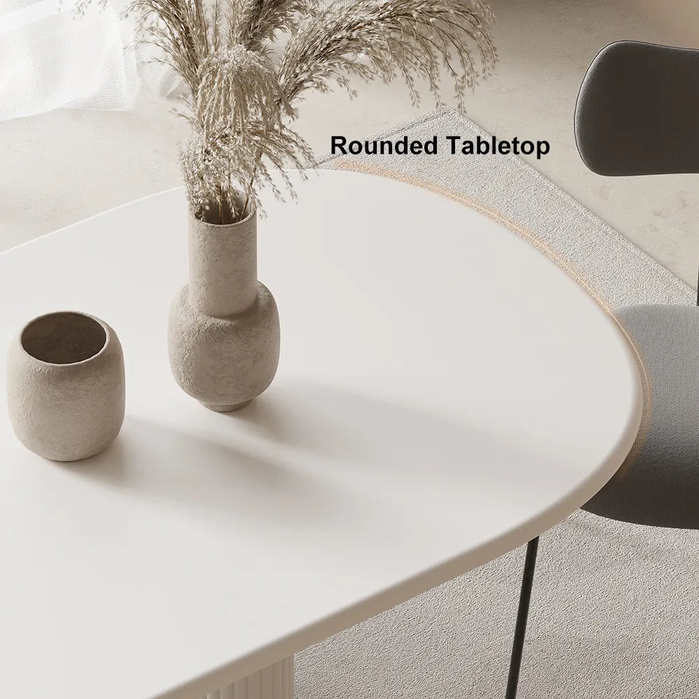 Ryma Modern Oval White 8 Seater Dining Table
