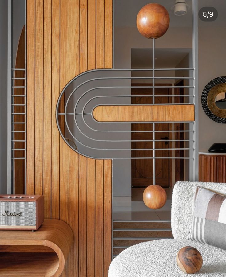 Masha Modern Luxury Wooden Metal Partition