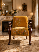 The Primrose Chair — Luxury Floral Teak Wood Accent Chair