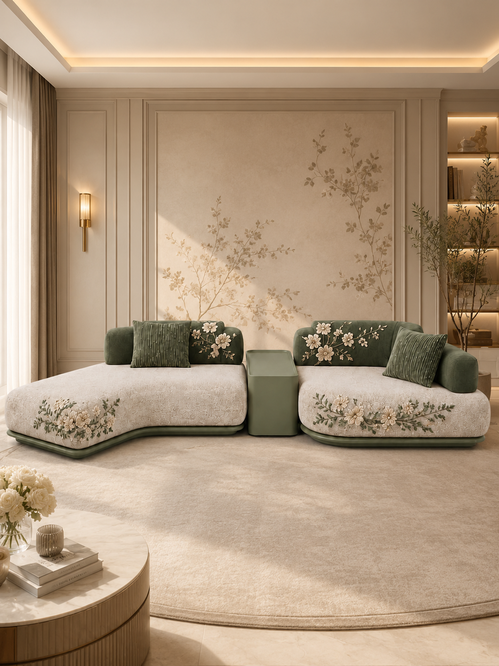 The Elviora Sofa — Luxury Embroidered Designer 4 Seater Sofa