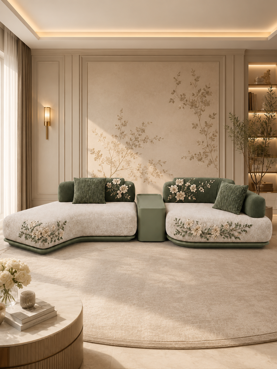 The Elviora Sofa — Luxury Embroidered Designer 4 Seater Sofa