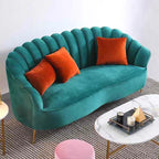 Rene Modern Channel Tufting Sofa Plush Green Velvet Upholstered 3-Seater Sofa