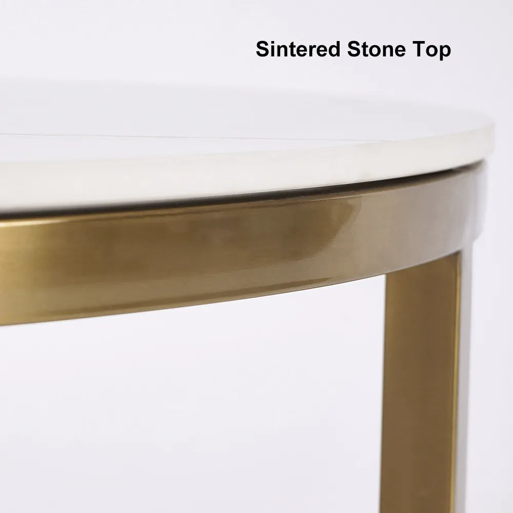 Label Modern Round Stone Top Nesting Coffee Table