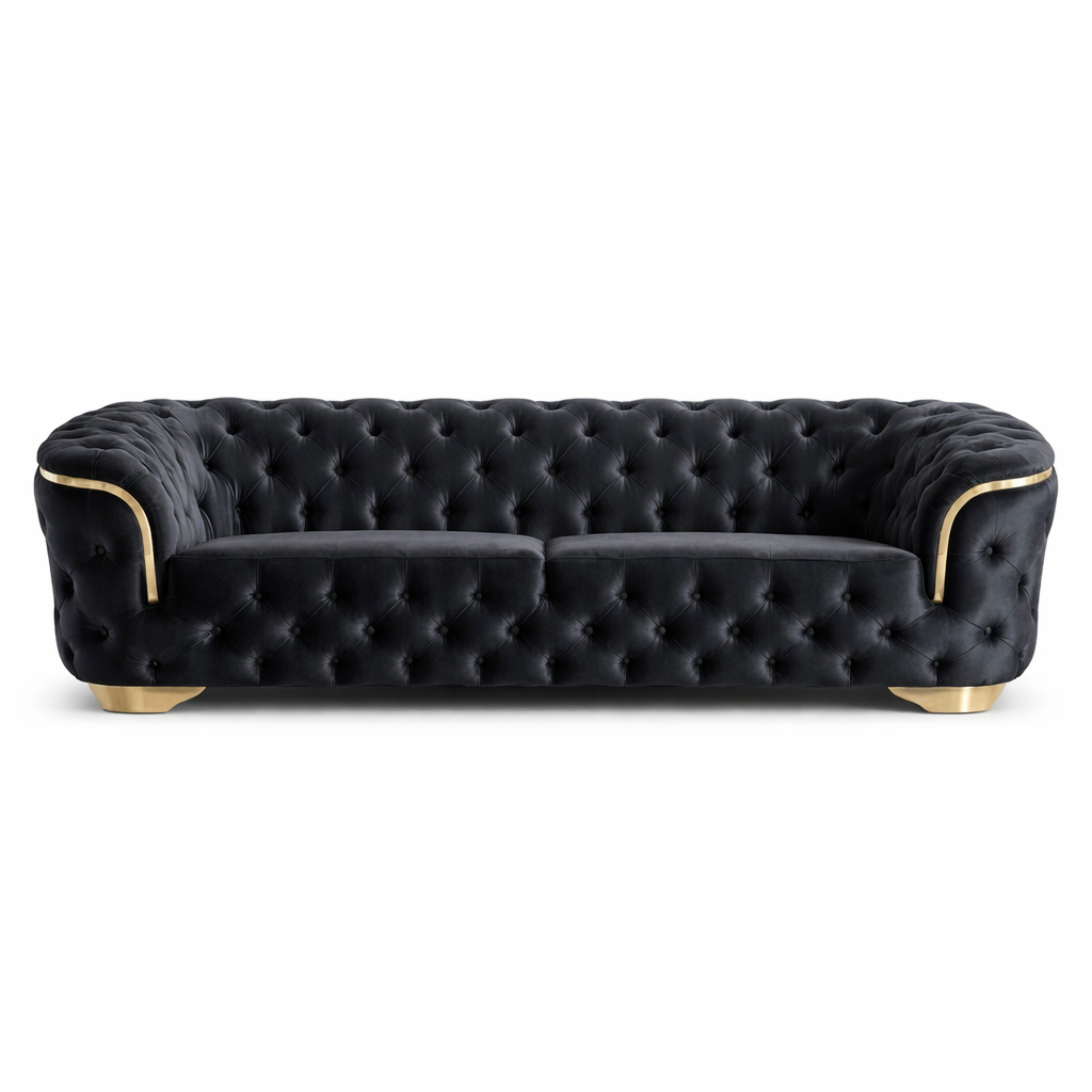 Armani Luxurious Indoor Velvet Chesterfield Lounge Sofa And Corner Sofa Set