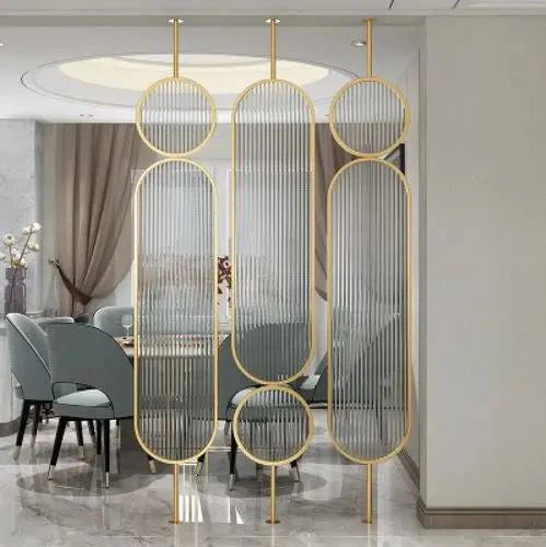 Fluted Glass Metal Partition