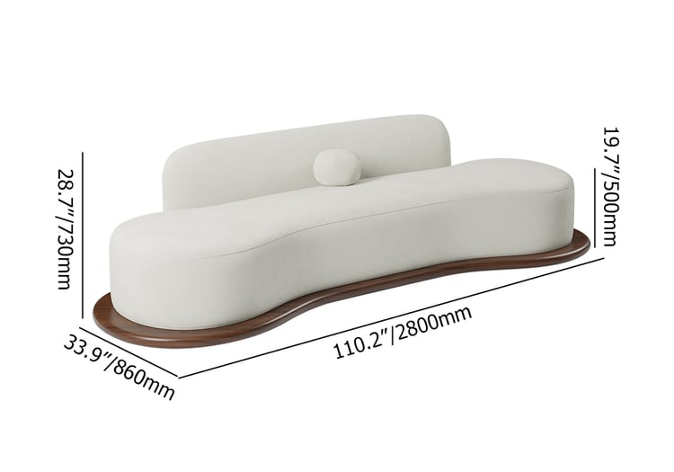 Arcadia Flow 5 Seater Curved Sofa with Low Back Wooden Base