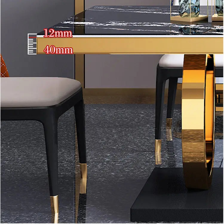 Orion Modern Luxury Dining Table featuring Natural Marble Top and Metal Frame Part Payment